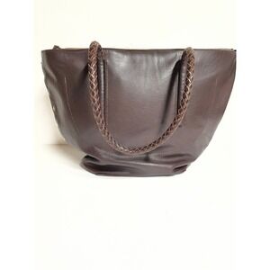Noonday Collection Womens Leather Shoulder Tote Bag Brown‎ Purse Studded Artsy